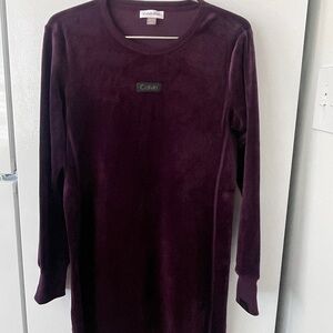 Calvin Klein Purple Velvet Long Sleeve Dress